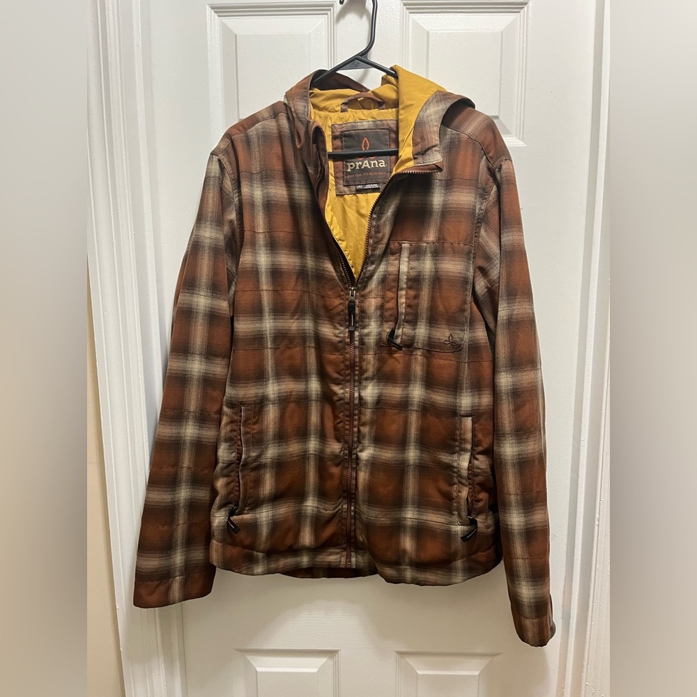 Prana Yellow and Brown Plaid Jacket